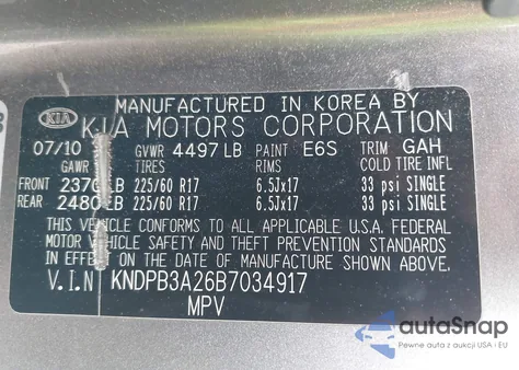 2011 Kia Sportage Lx из США, поврежденный, VIN KNDPB3A26B7034917